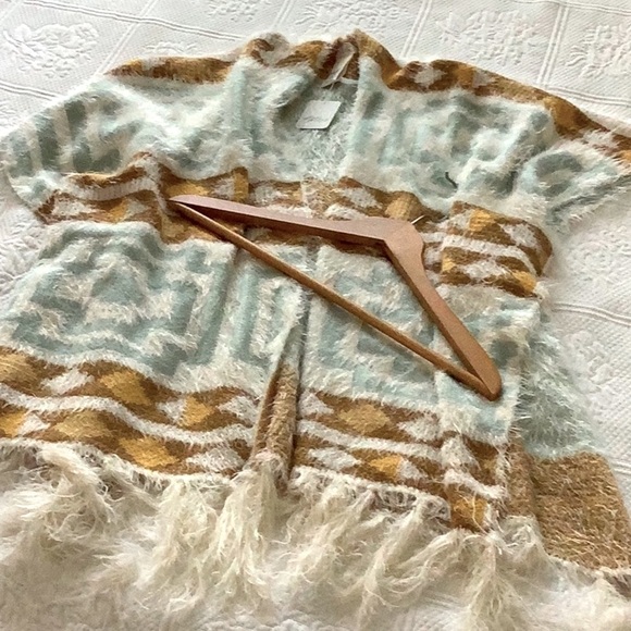 NWT Free People Sweater Cardigan Kimono Wrap Poncho Cozy Diamondback OS - Picture 8 of 9